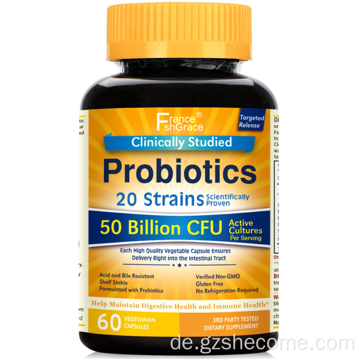 Probiotika 50 Milliarden CFU 20 Stämme Probiotika -Kapseln